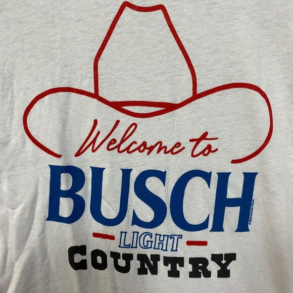 Welcome to Busch Light Country Cowboy Hat White T-Shirt Small - Picture 2 of 4